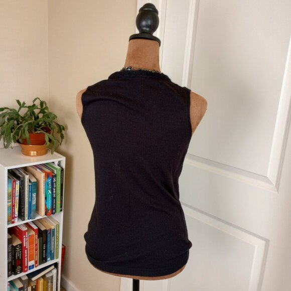 Etcetera Cashmere Blend Y2K Minimalist Goth Black Knit Tank - Picture 5 of 5